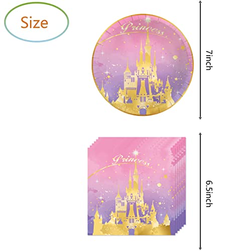 Frerand 40Pcs Princess Party Supplies Include 20 Plates, 20 Napkins For The Princess Birthday Party Decoration #TOP3