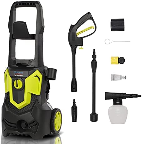 1500W Electric Pressure Washer, Max 120Bar 420L/H Powerful Jet Washer with Adjustable Nozzle, Foam Cannon, 5 Meters High Pressure Hose for Patio, Car, Fences, Patios, Driveway, Home Gardens Cleaning