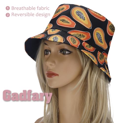 Image of Reversible Bucket Hat for Women Summer Travel Fisherman Cap, Girls Cute Double Side Wear Bucket Cap