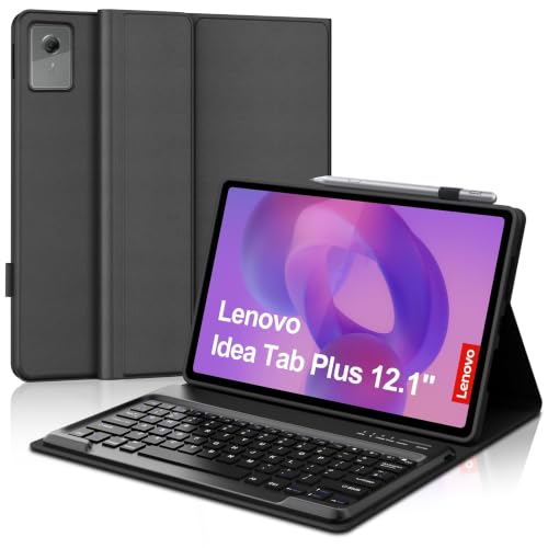 Lenovo Idea Tab Plus 12.1�C���` 2025�N���f���p�L�[�{�[�h�P�[�X �I�[�g�X���[�v/�E�F�C�N | �}�O�l�b�g�����E�����C�����XBluetooth�A�X����PU�h���ی�t�H���I�J�o�[�A�����^�}���`�A���O�� �|�[�^�u��