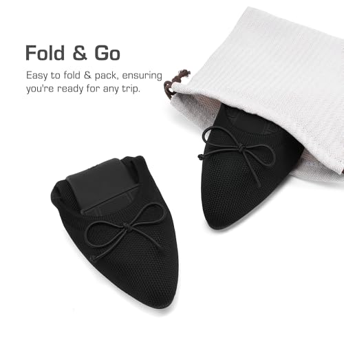 DREAM PAIRS Women's Ballet Knit Flats Foldable Pointed Toe Comfortable Dressy Flat Shoes with Bow-Knot Casual Business Work Office4