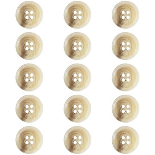 ftiemlovde 15 Ronde Boutons Mercerie Couture Pantalon pour 4 Trous Résine (Blanc 15 mm)