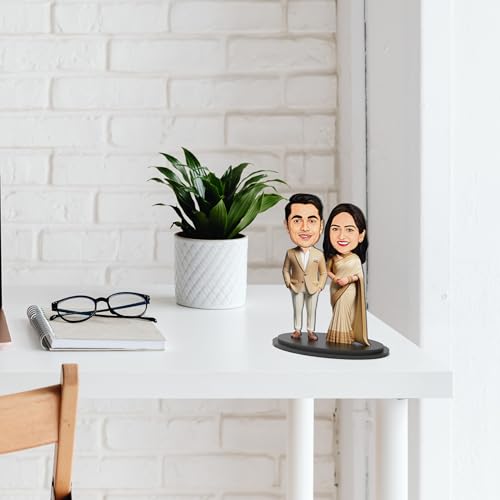 Plastic Avatar Studio Personalized Gift for Husband Wife Character Tabletop Caricature Rectangular Photo Frame Unique Design Gift (Wedding Couple - 2) (Multicolor 10 Inches)