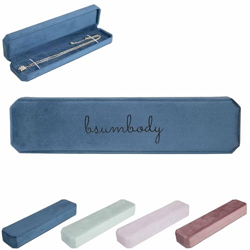 Customizable Velvet Necklace Box, Travel Jewelry Case, Organizer for Women & Girls (Dark Blue, Necklace Box)