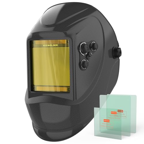 YESWELDER Large View Auto Darkening Welding Helmet, Blue Light Blocking, 1/1/1/1 True Color Solar Powered Welder Hood Mask with 4 Arc Sensors, Wide Shade 3/5-9/9-13 for TIG MIG ARC CUT and GRIND