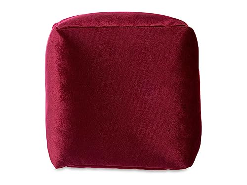 GREAT AIGOO Taburete Puff Cubo Reposapiés para Sentarse o Jugar, 30x30x30CM, Resistente y Cómodo,Treciopelo, Silla Reposapiés Elástica. Asiento Decorativo para Interior y Exterior. (Rojo)