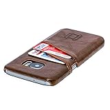 Dockem Card Case for Samsung Galaxy S7 - Vintage Synthetic Leather Wallet Case, Ultra Slim Professional Executive Snap On Cover with 2 Card Holder Slots, Brown