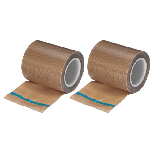 Image of MECCANIXITY 9m /30 Feet,70mm /2.8 Inch PTFE Tape,PTFE Fabric Tape,Adhesive PTFE Film Tape for Vacuum Sealer Machine,Hand Sealers High Temperature,Brown,Pack of 2