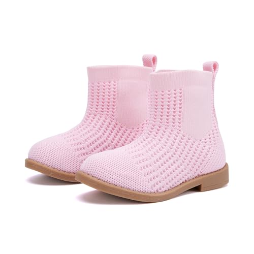 BMCiTYBM Toddler Girls Knitted Boots Breathable Low Heel Booties Pointed Toe Slip On Sock Shoes for All Seasons