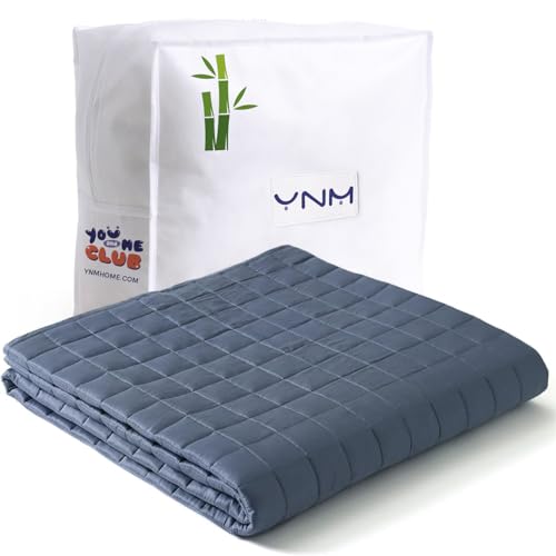 YnM Cooling Weighted Blanket for Adults, 20lbs Heavy Bed Throw for One Person of 190lbs, Perfect for Hot Sleepers or Warm Climates with Cooling Rayon/Glass Beads(60x80 Inches,Queen Bed, Blue Grey)