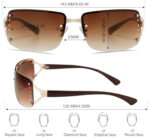 Rimless Frameless Rectangle Sunglasses for Women – Stylish Fashion Sun Glasses4