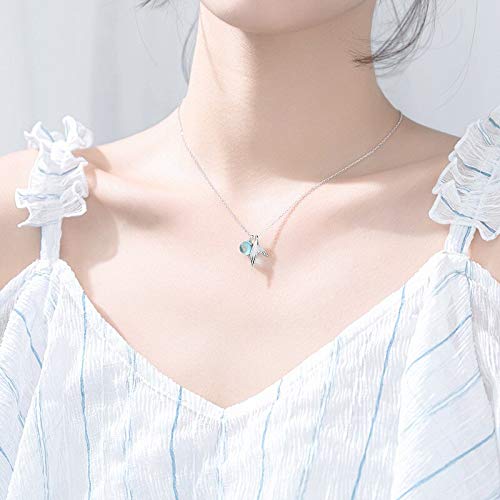 Colliers authentiques avec pendentif queue de sirène en cristal bleu - 4