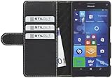 STILGUT Talis, Lederhülle mit Kreditkartenfach kompatibel mit Microsoft Lumia 950 XL, Schwarz