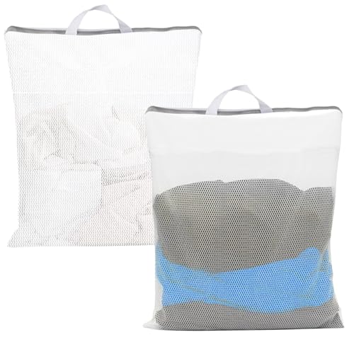 Image of XTQFH 2 PCS Large Mesh Laundry Bags with Zips, 80x60cm Reusable Laundry Bags for Washing Machine Washing Bags for Laundry Delicates Wash Bags for Sweater, Coat, Lingerie