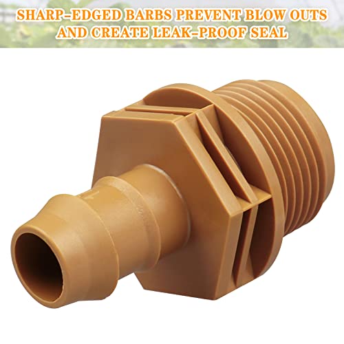 Gardrip 1/2 Inch Threaded Drip Irrigation Male Adapter：drip Irrigation Universal Pvc Adapter 3/4" Male Pipe Thread (Mpt) X 1/2" Barb Coupling Swing Pipe Irrigation Fittings (10 Pack) #TOP3