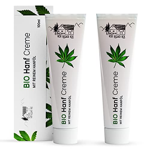 Crema Cáñamo Cannabidiol con Aceite de Semillas 2 x 100ML Crema Masaje de Aceite de Cáñamo para Espalda, Lumbares, Músculos, Rodillas, Cuello y Hombros. Fabricado en Alemania