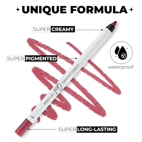 Lamel- Long lasting- Gel Lip Liner 404 -Berry | Easy-glide gel texture | Super long-lasting | Sharpenable precise tip |Intense pigment| 1.7gm - Image 2