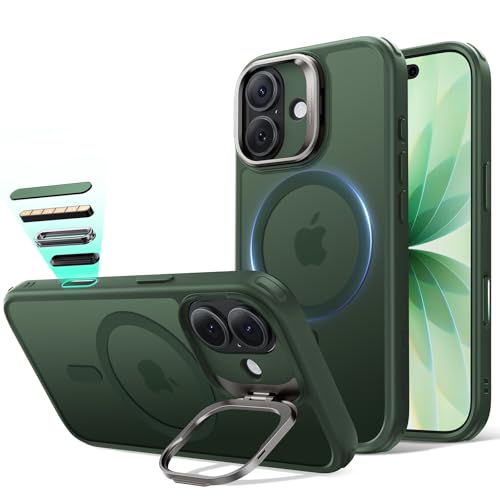 Image of ESR for iPhone 17 Case with Stash Stand, Camera Control Cover Compatible with MagSafe, Military-Grade Drop Protection Magnetic Phone Case, Scratch-Resistant Back Cover,Frosted Green