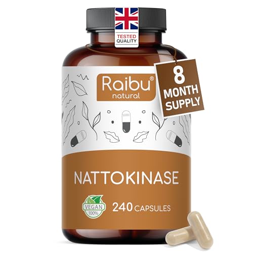 Nattokinase 2 000 FU per Capsule - High-Strength 240 Nattokinase Capsules from Fermented Natto Soybeans - 8 Months Supply - Non-GMO Natural & Vegan- Laboratory Tested - Raibu