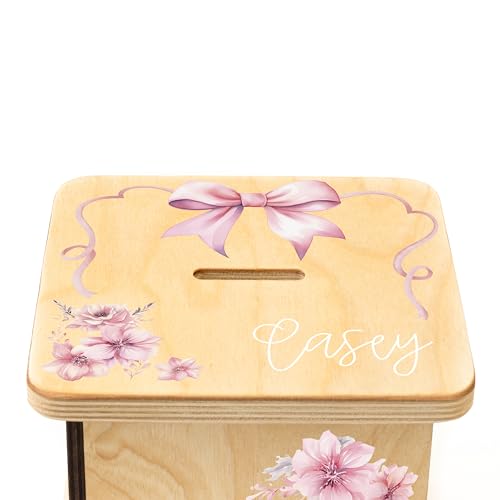 Wooden Piggy Bank for Kids and Adults, Personalized Gift Handmade in USA by BloomOwl, Custom Piggy Bank, Personalized Banks for Kids, Gifts for Baby Boys and Girls (Ballerina)