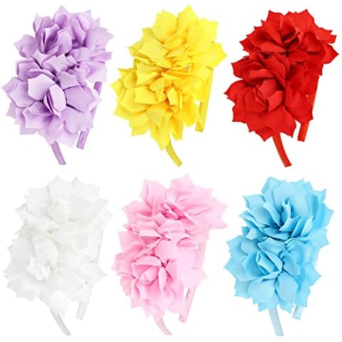 Cinaci 6 Pack Lotus Flower Headbands Floral Crown Wedding Festival Hairbands Party Headpiece Hair Hoops Accessories for Toddlers Kids Teens Girls Cover