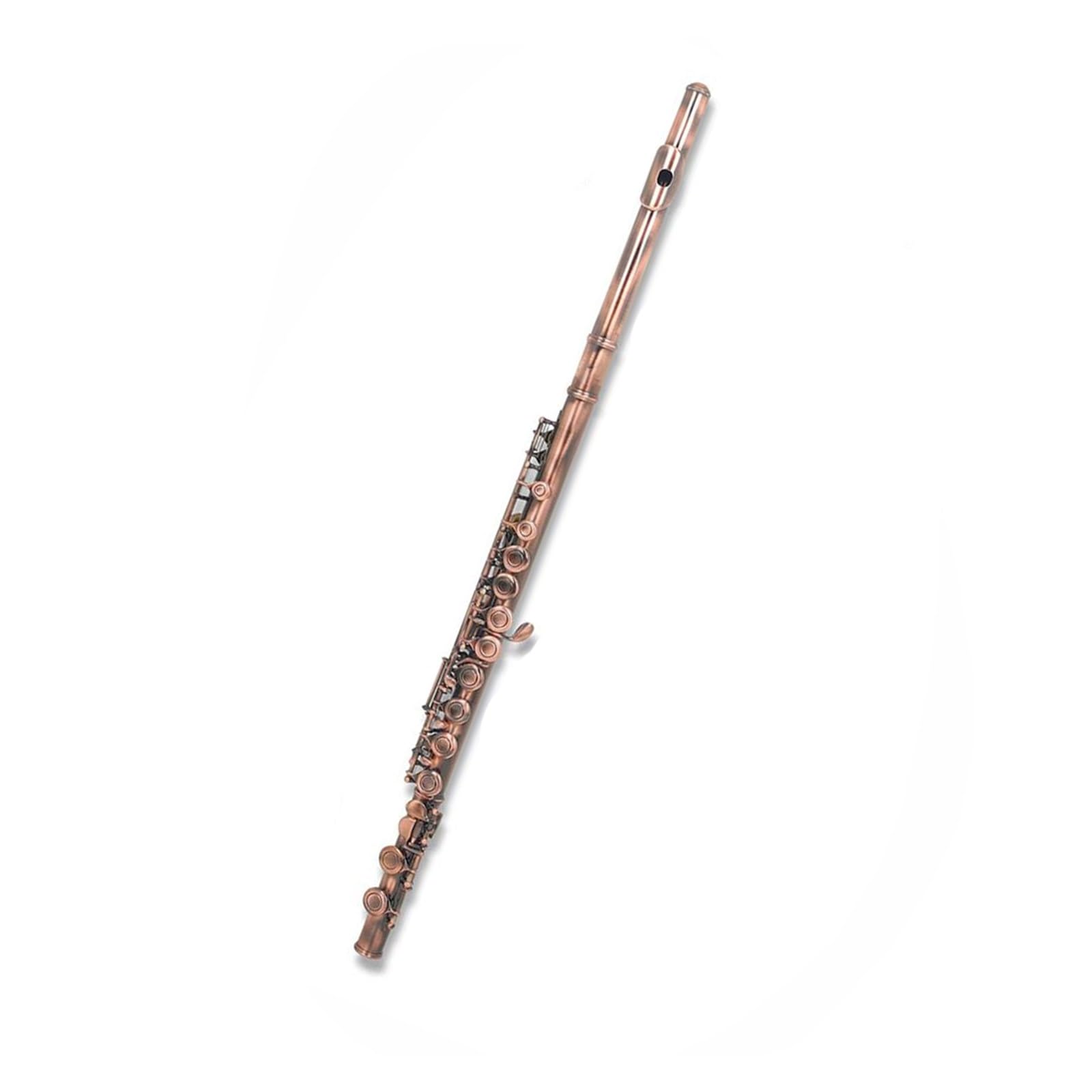 flet prosty 16-otworowy flet z zamkniętym otworem klucz C profesjonalny flet poprzeczny z pudełkiem rękawice do wycieraczek instrument fletowy (Color : Antique Copper)