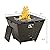 PaPaJet 32" Propane Fire Pit Table, 50,000 BTU Square Gas Firepit Table with Lid and Lava Rock, Great for Outdoor Garden Backyard Patio, Brown