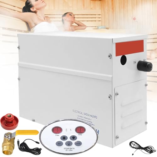 Sauna Dampfgenerator, 3 KW Haushalt Sauna Dampfgenerator für Dampfbad 220V LED-Digital-Regler 25-55℃ für 2-3 m3 Raumheizung für Sauna/Dusche/Bad/Spa Heizrohr aus Edelstahl 316 Saunazubehör