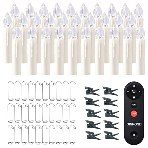 LZQ 30er LED Christbaumkerzen, Weihnachtskerzen Flammenlose LED Kerzen...