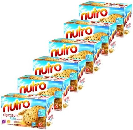 Britannia Nutro Digestive Light Biscuits 7.93oz (225g) - Whole Wheat Flavor Cookies - Breakfast & Tea Time Healthy Snacks (Pack of 6)