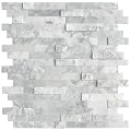 SUNWINGS Peel and Stick Mosaic Natural 3D Stone Self Adhesive Tiles, 12" x 11" 5-Sheet Stick on Backsplash for Kitchen Bathroom Fireplace Vanity, Mixed Gray
