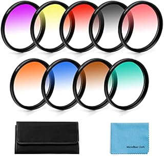 67mm Graduated Colour Filters Kit,Fotover 9 Pieces Gradual Colour Lens Filter Kit Set Accessory for Canon Nikon Sony Pentax Olympus Fuji DSLR Camera + Lens Filter Pouch +Lens Cleaning Cloth