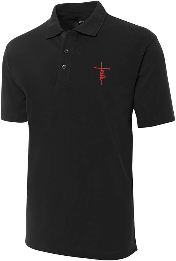Jesus Cross Embroidery Shrot Sleeve Polo Shirts Embroidered Men's Shirts