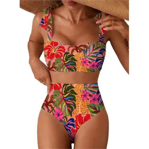Ensemble bikini 2 pièces femmes maillot de bain taille haute pour la plage XL