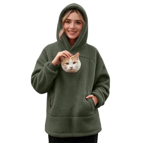 Cat Hoodie With Pouch, Unisex Zipper Kangaroo Pocket Pet Carrier Hoodies - image 2