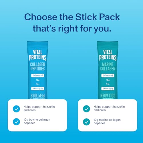 Vital Proteins Collagen Peptides, Powder Collagen Supplements in Travel Packs, Unflavoured, Skin Hair Nail Joint Health 10g per Serving 10 Packets (10ct per Box)