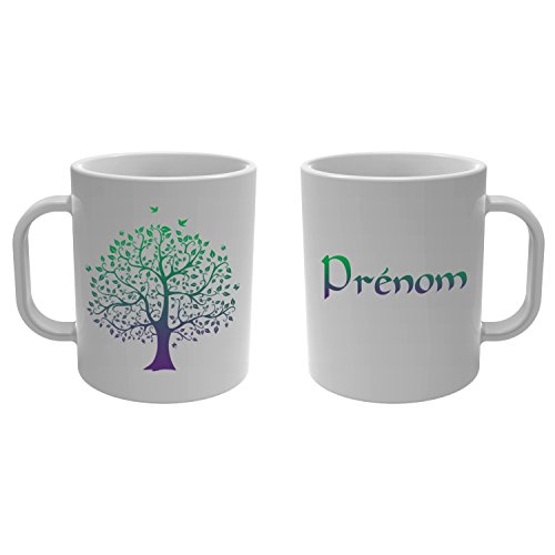 YONACREA - Mug Tasse - Arbre de Vie avec prénom personnalisé