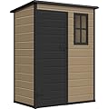 DWVO 5x3 FT Outdoor Storage Shed with Reinforced Floor, All-Weather Resin Storage Shed with Lockable Door & Window, Waterproof Plastic Tool Storage for Garden, Backyard, Patio, Lawn