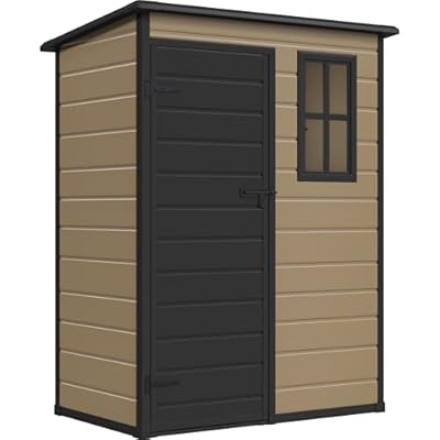 DWVO 5x3 FT Outdoor Storage Shed with Reinforced Floor, All-Weather Resin Storage Shed with Lockable Door & Window, Waterproof Plastic Tool Storage for Garden, Backyard, Patio, Lawn