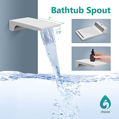 Aolemi Polish Chrome Bathtub Faucet Wall Mount 3.9" Wide Waterfall Tub Filler With Handheld Shower Solid Brass Single Handle Rough-In Valve Tub Spout #TOP4