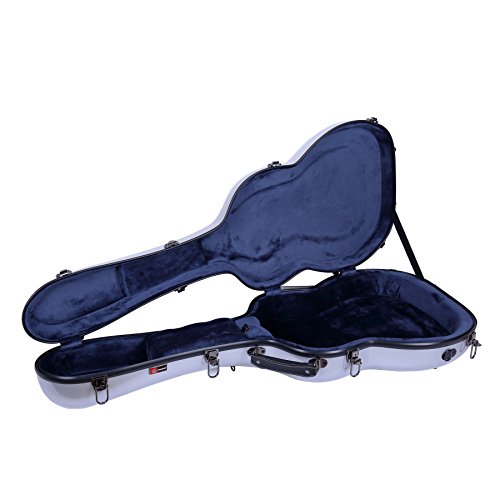 Image of Crossrock OM /000 Guitar Case, Compatible to 4 /4 Classical Guitar, Premium Fiberglass Shell Backpack Case in Silver (CRF2000OMSL)