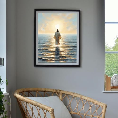 Image of MBNTJHT Jesus Stamped Cross Stitch Kits,DIY Cross Stitch Ornament Kits for Adults Beginners,11CT Counted Embroidery Needlepoint Art Crafts Kit for Home Decor 12x16 Inch.