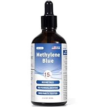 Methylene Blue Pharmaceutical Grade, 15% Drops, 99.9% Purity, Higher Concentration Than Methylene Blue 5%, 3%, for Humans, 3rd Party Tested, No Formaldehyde, 60 mL