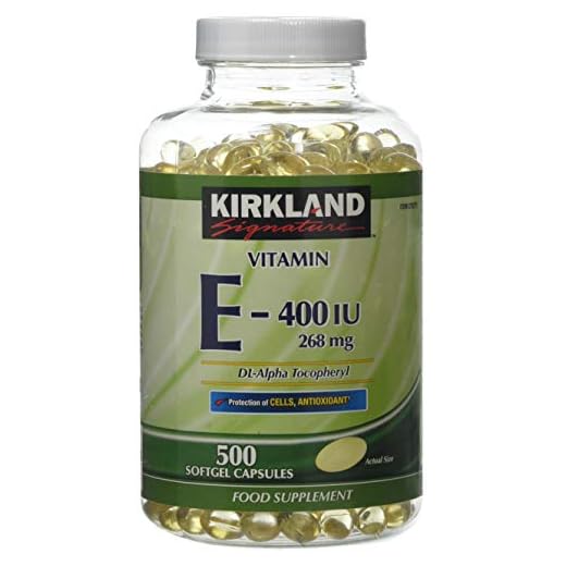 Kirkland Vitamin E-400 I.U 268 mg dl-Alpha Tocopherol 500 Softgel kapslar