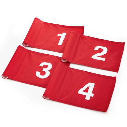 Bekith 4Pcs Numbered Golf Flag with Tube Inserted, Fade-Resistant 420D Nylon Mini Putting Golf Flags, Portable Golf Target Flag for Yard Backyard Garden Practice, 6x8.6 Inch