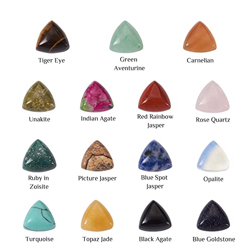 Fashewelry 30Pcs Triangle Gemstone Cabochons Small Flatback Natural & Synthetic Mixed Stone Dome Cabs 10X10X5.5Mm For Blank Bezel, Wire Wrapping Jewelry Making #TOP4