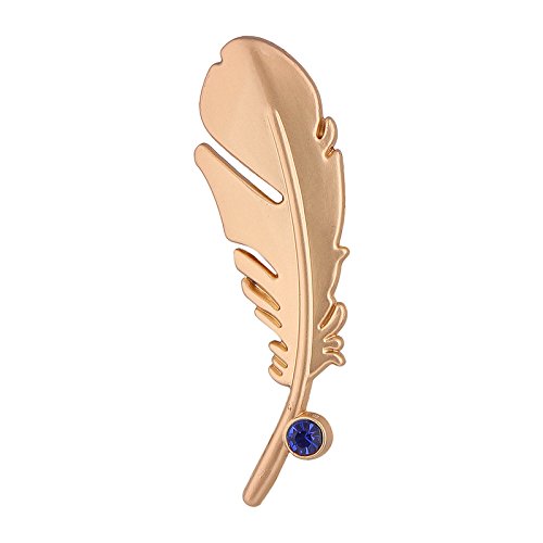 Feather Shape TIE TACK with Blue Diamond Crystal Lapel PIN Brooch for Men in A Gift Box TNCP1229