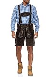 Steigenhöfer Manufaktur Herren Trachtenhose - Shorts aus echtem Leder - Wildleder - Dunkelbraun - Gr. 52