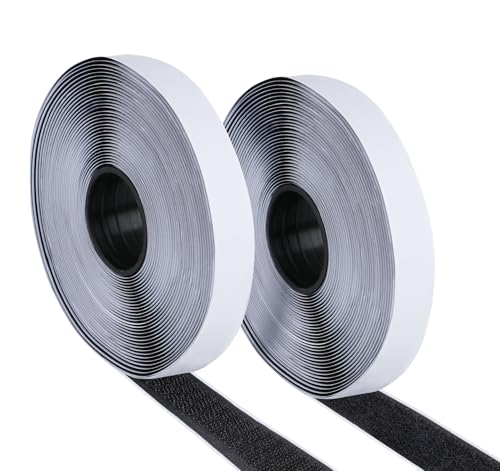 Anstore Klettverschluss Selbstklebend,5Mx20mm Schwarz Klettband Selbstklebend Extra Stark, 2cm Breite 5m Lang Klettversc...