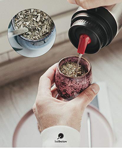 BALIBETOV Set de Mate - Taza Mate de Cerámica - Bombilla (Paja) y Cepillo de Limpieza Incluido - Calabaza Yerba Mate… - Imagen 4